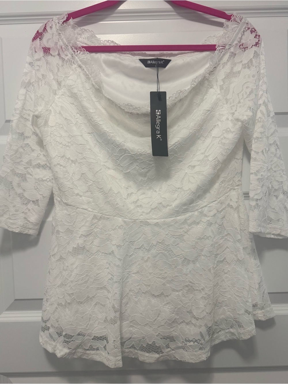ALLEGRA K White Lace Top